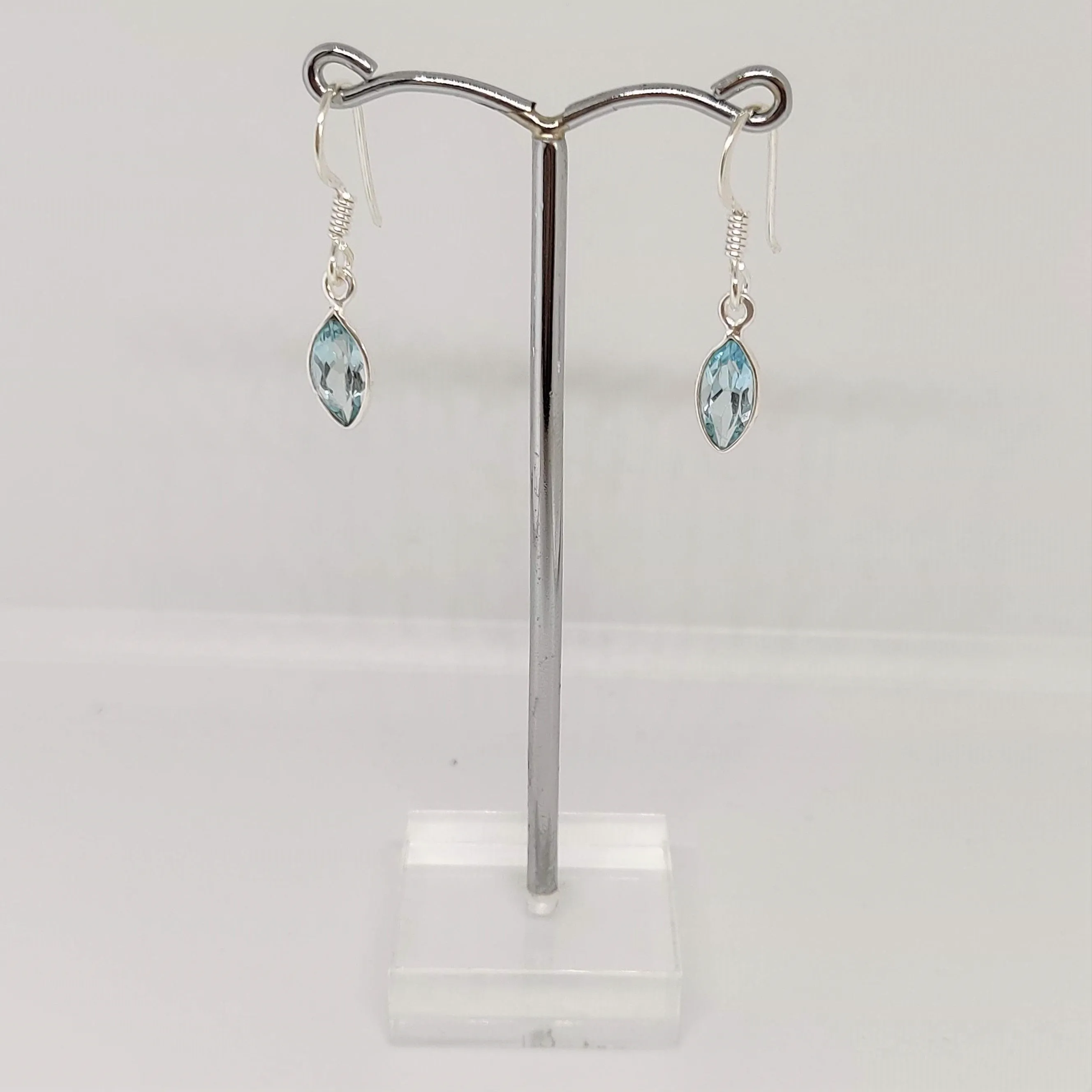 Marquise Blue Topaz 925 Sterling Silver Dangle Earrings