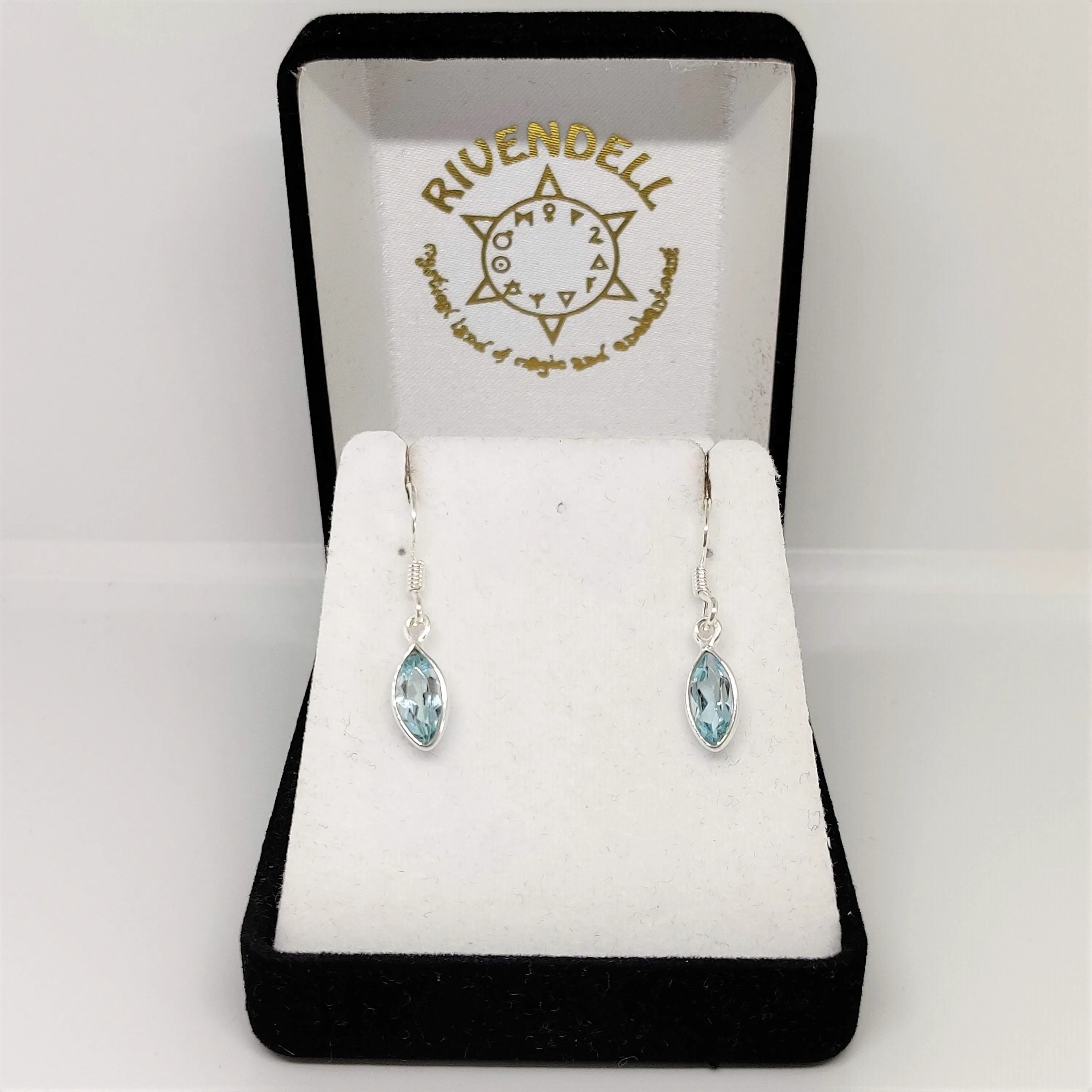 Marquise Blue Topaz 925 Sterling Silver Dangle Earrings