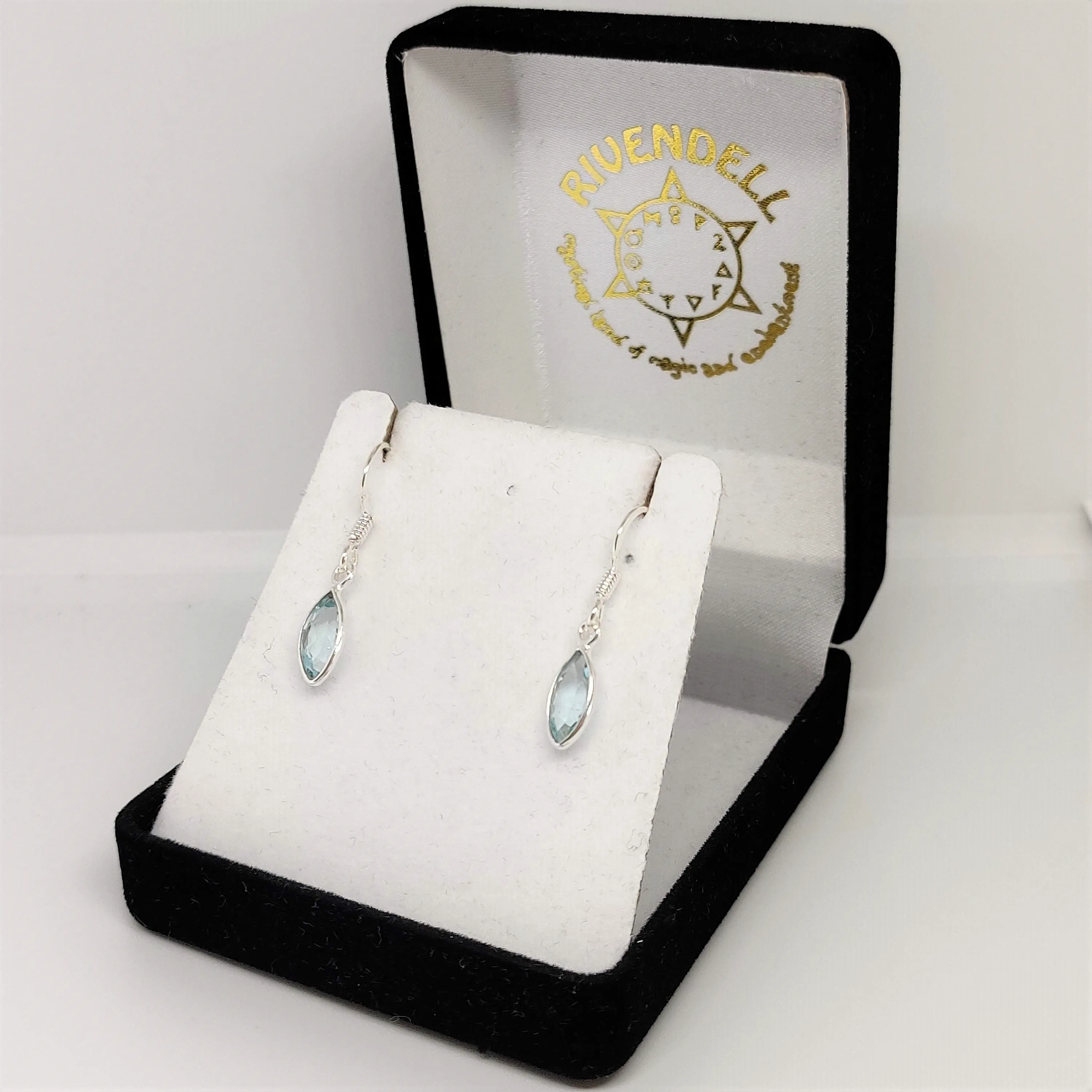 Marquise Blue Topaz 925 Sterling Silver Dangle Earrings