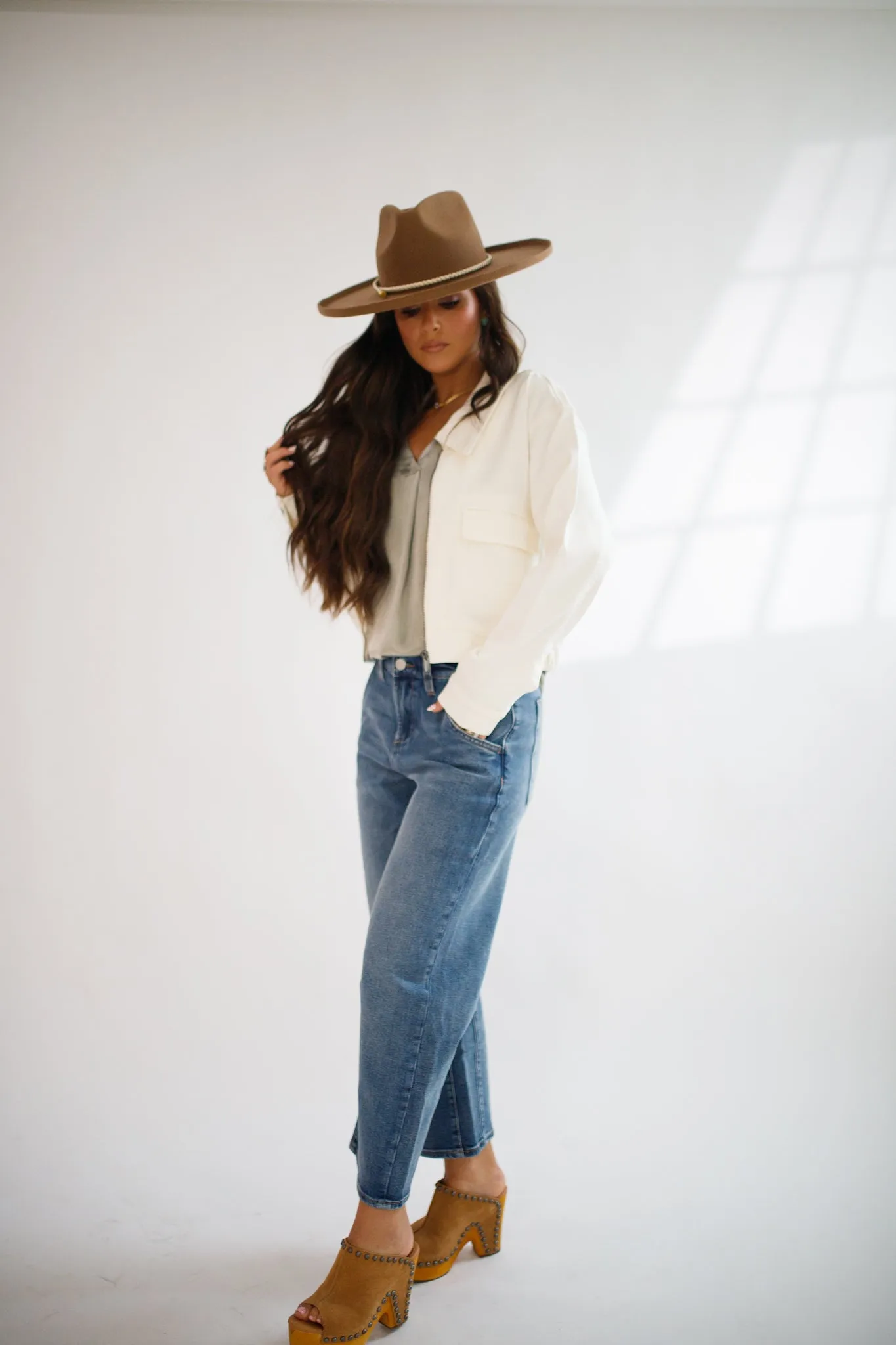 Meadow Zip Front Jacket with Shirring Detail