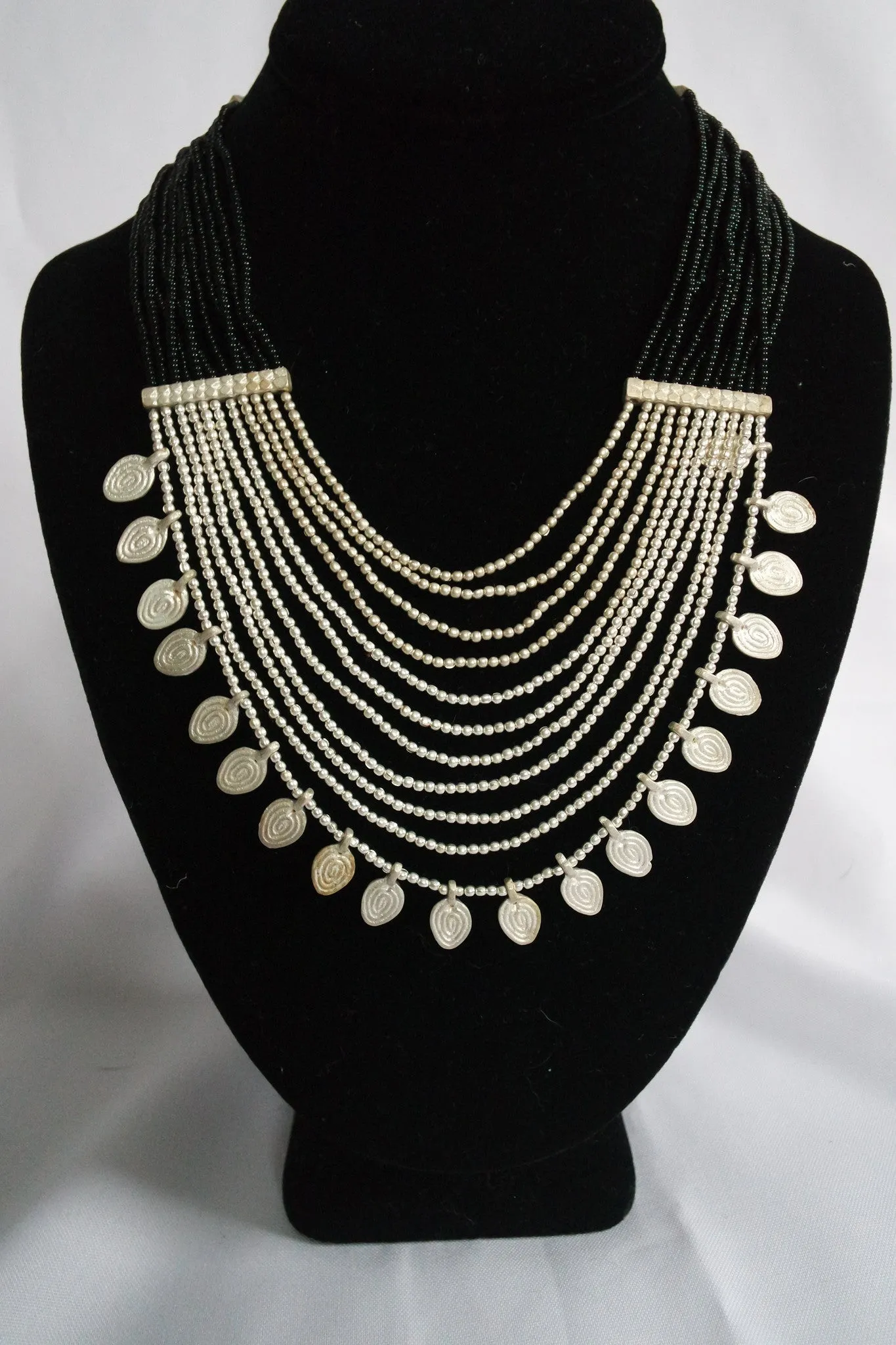 Naga India Necklace, "Elegant Tribal" Drapy Brass   Glass Beads- Many Colors!