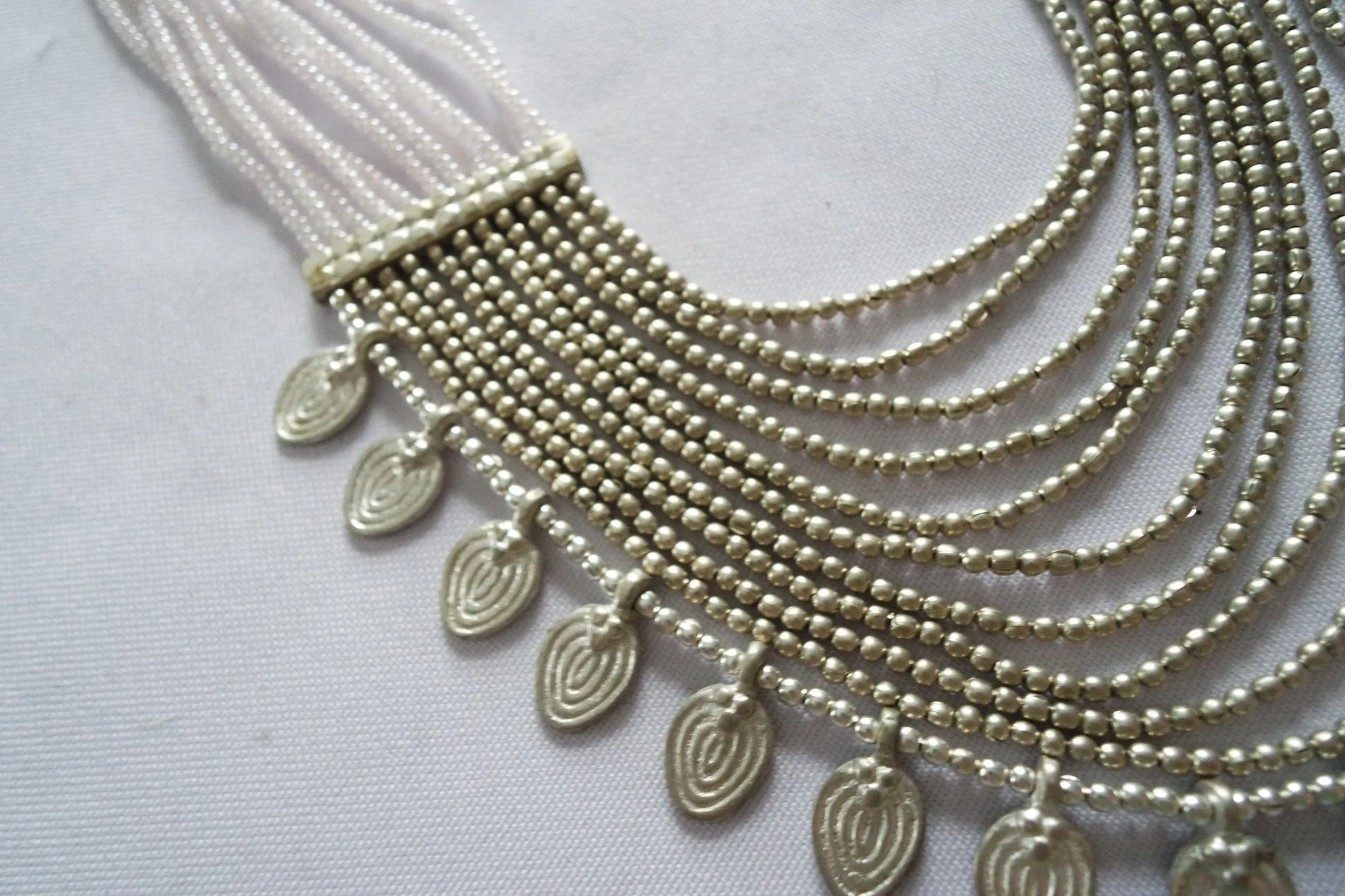 Naga India Necklace, "Elegant Tribal" Drapy Brass   Glass Beads- Many Colors!