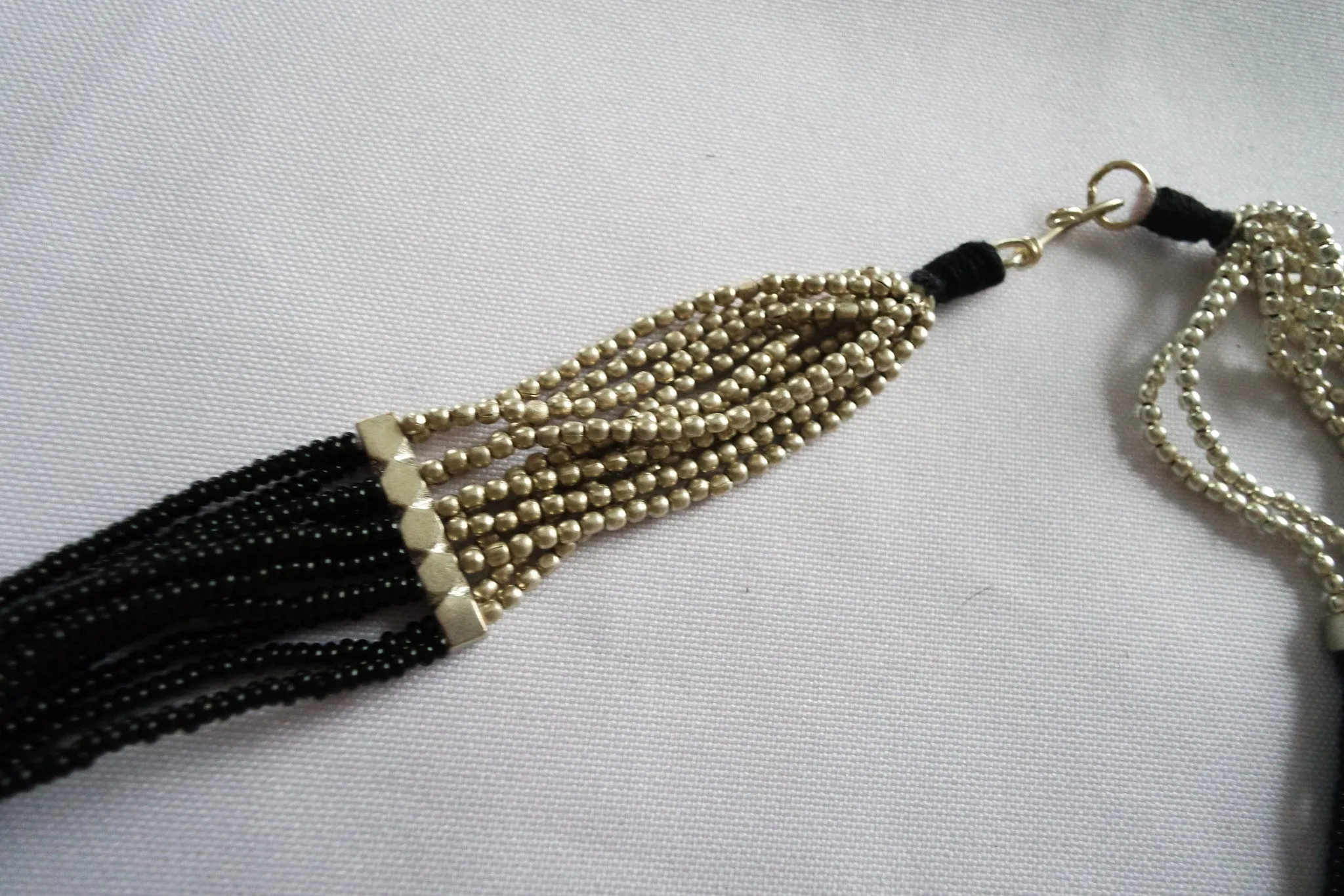 Naga India Necklace, "Elegant Tribal" Drapy Brass   Glass Beads- Many Colors!