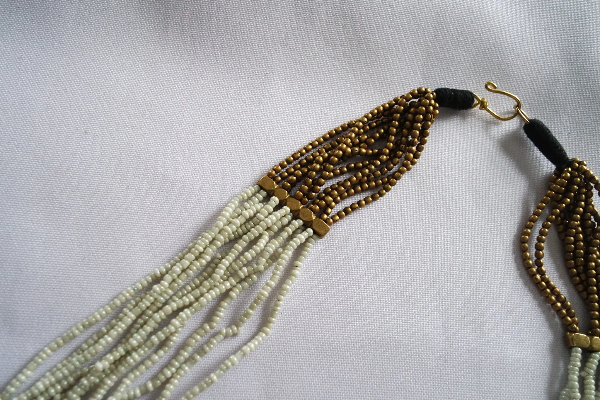 Naga India Necklace, "Elegant Tribal" Drapy Brass   Glass Beads- Many Colors!