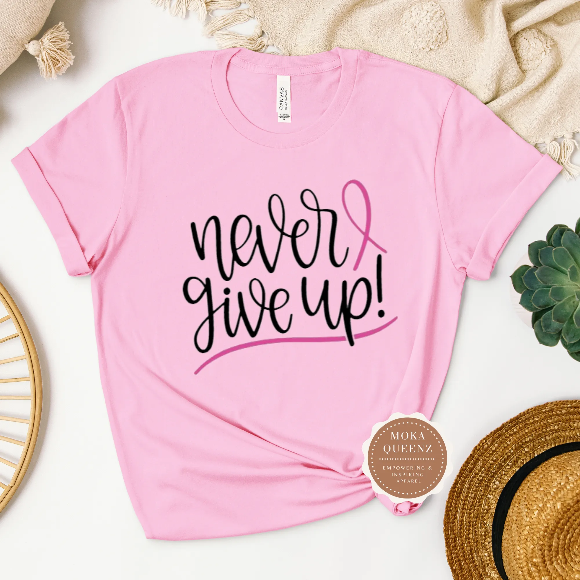 Never Give Up Breast Cancer Shirt
