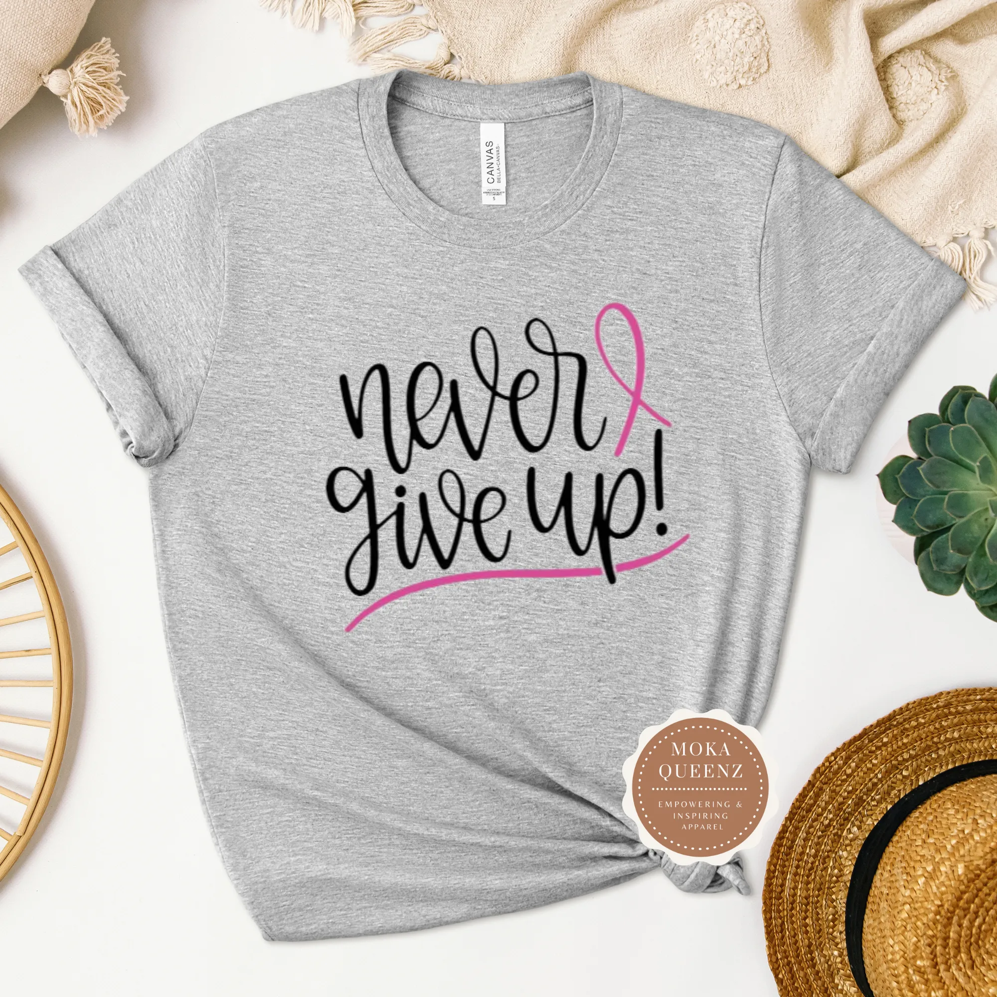Never Give Up Breast Cancer Shirt