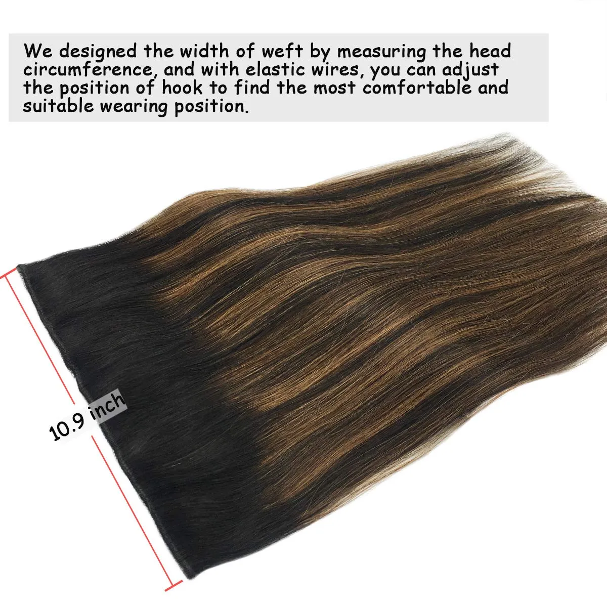 Ombre Natural Black Mixed Chestnut Brown Flip in Halo Hair Extensions