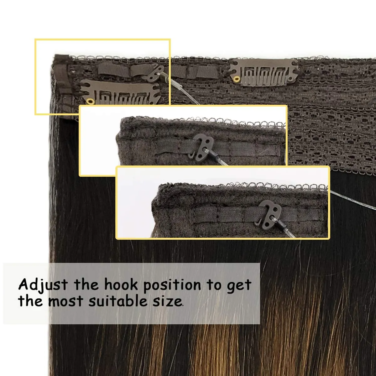 Ombre Natural Black Mixed Chestnut Brown Flip in Halo Hair Extensions
