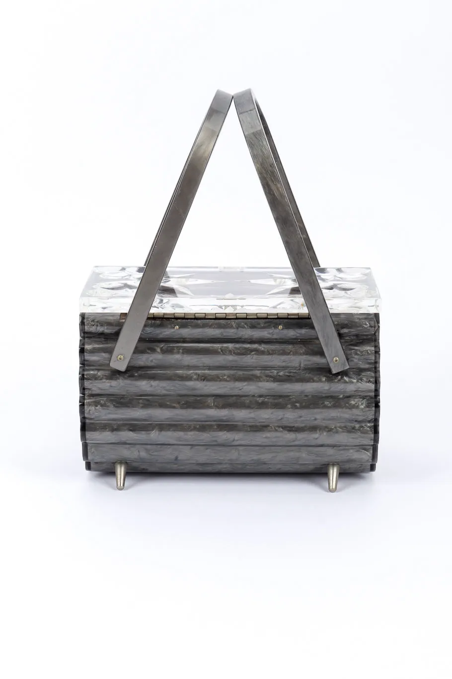 Pearlescent Ribbed Lucite Box Bag