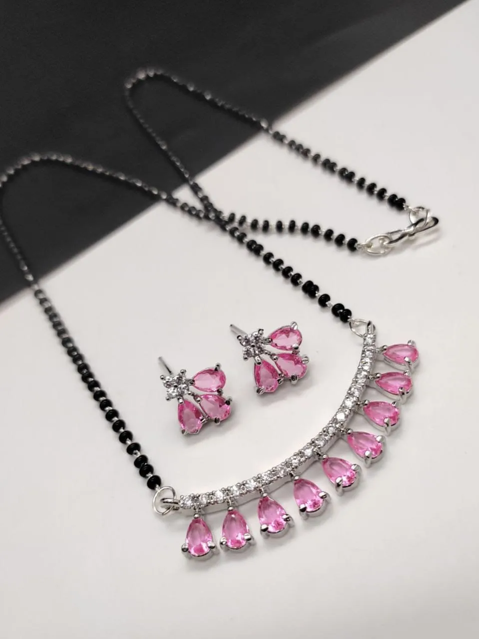 Pink Designer big pendant Mangalsutra