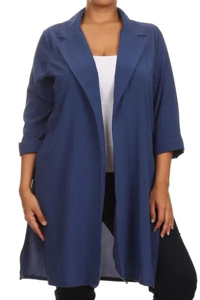Plus Size In Town Sheer Split Sides Tan Jacket