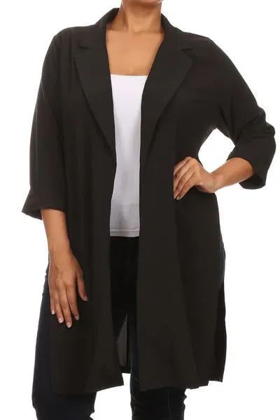 Plus Size In Town Sheer Split Sides Tan Jacket