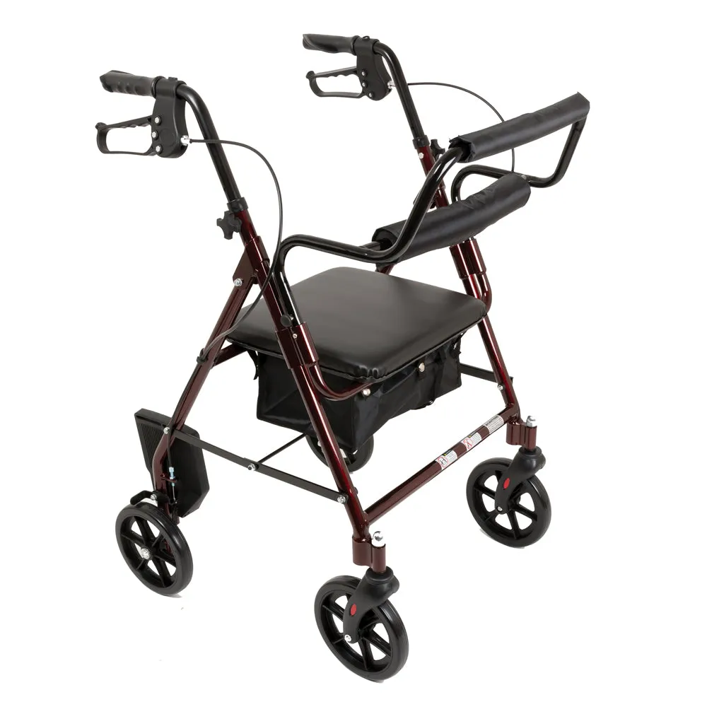 ProBasics Deluxe Aluminum Rollator with 8-inch Wheels, Burgundy Flame RLATBG