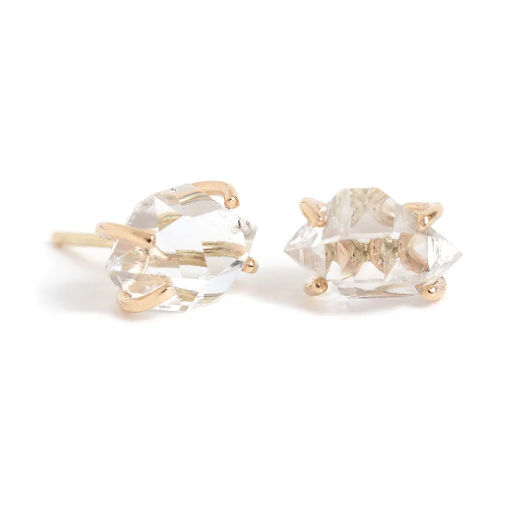 Prong set Herkimer Diamond Stud Earrings