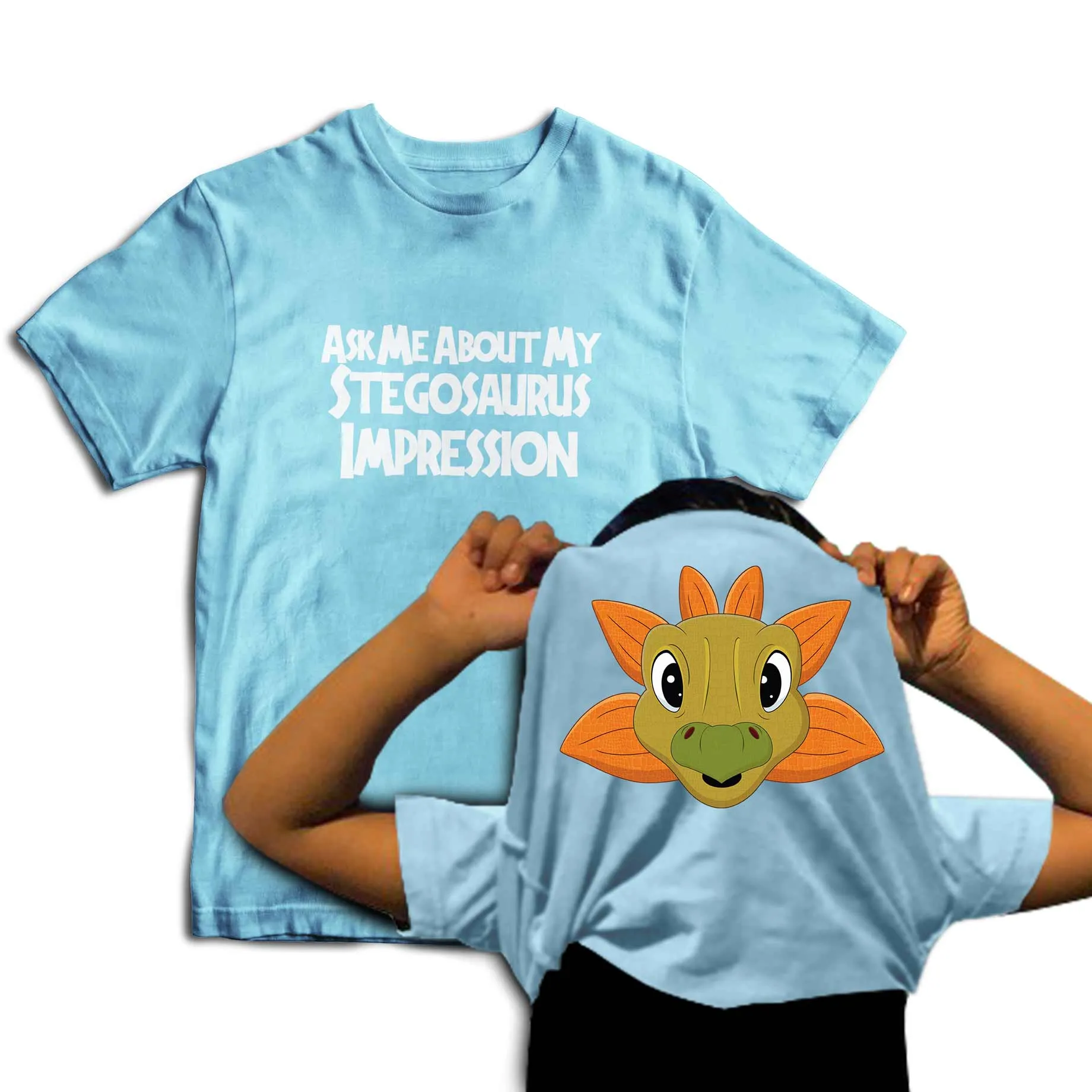 Reality Glitch Ask Me About My Stegosaurus Impression Flip Kids T-Shirt