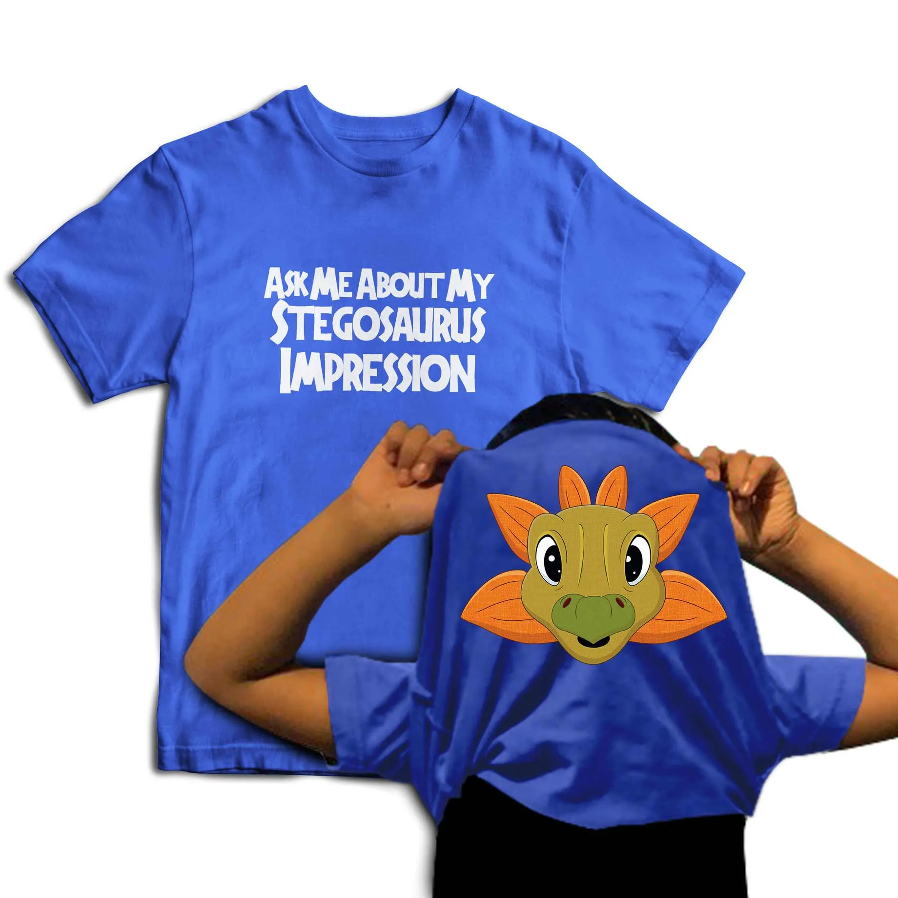 Reality Glitch Ask Me About My Stegosaurus Impression Flip Kids T-Shirt