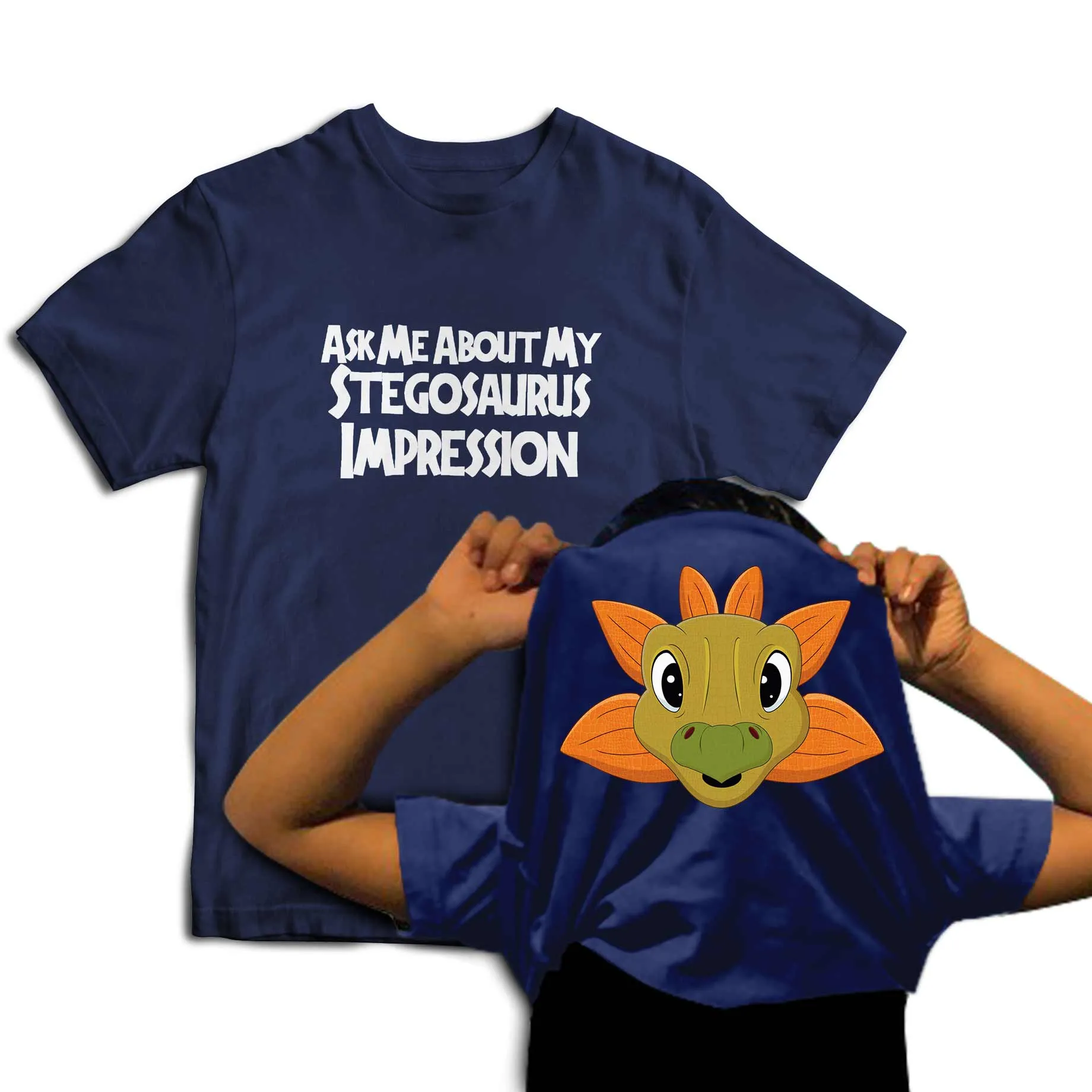 Reality Glitch Ask Me About My Stegosaurus Impression Flip Kids T-Shirt