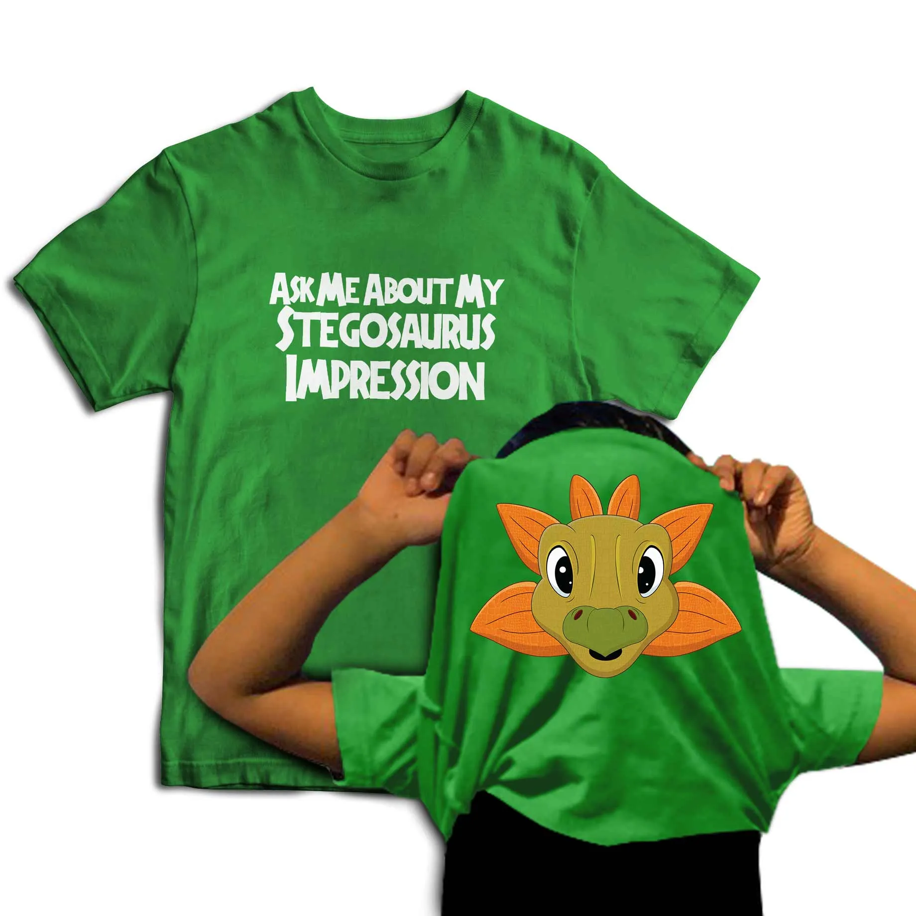 Reality Glitch Ask Me About My Stegosaurus Impression Flip Kids T-Shirt