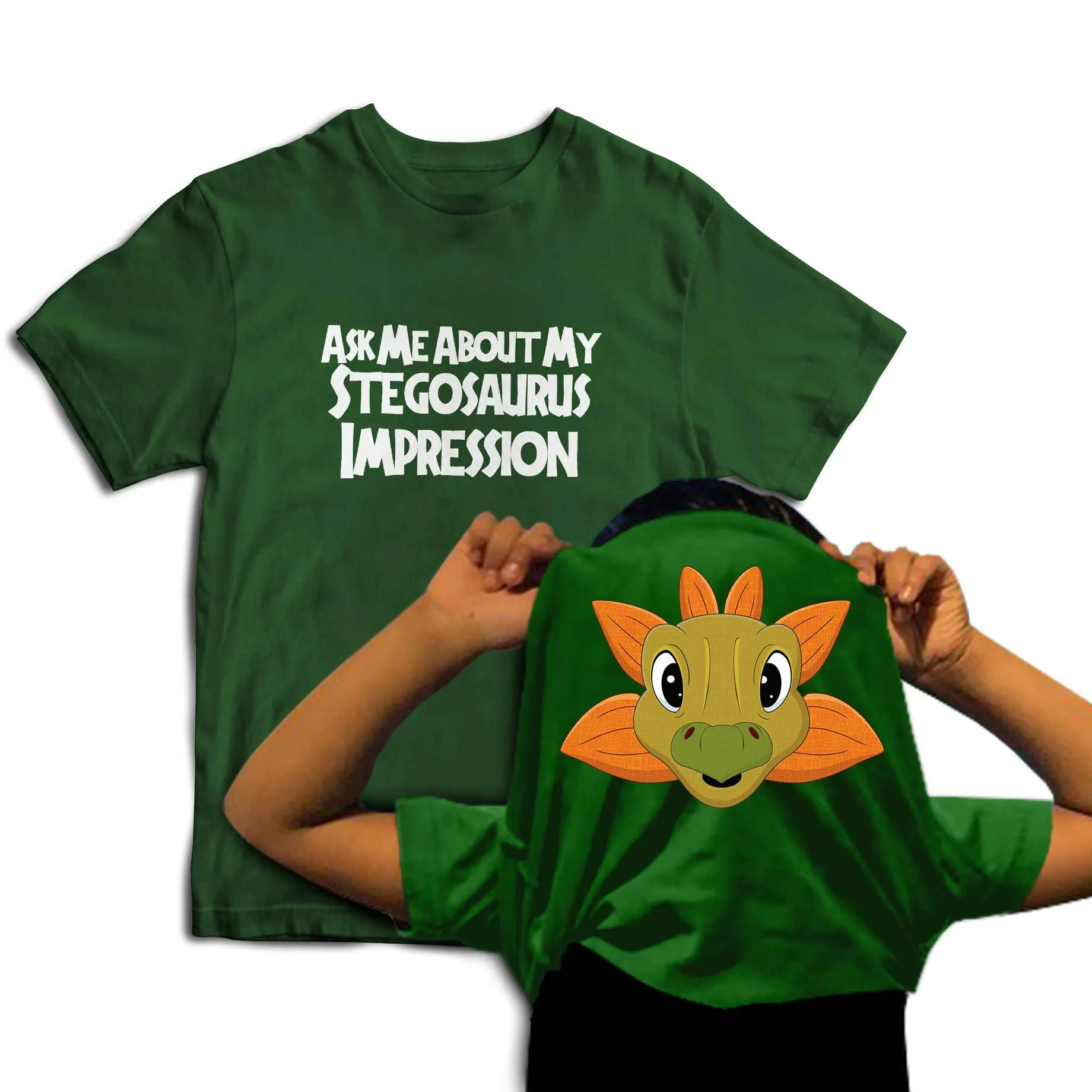 Reality Glitch Ask Me About My Stegosaurus Impression Flip Kids T-Shirt