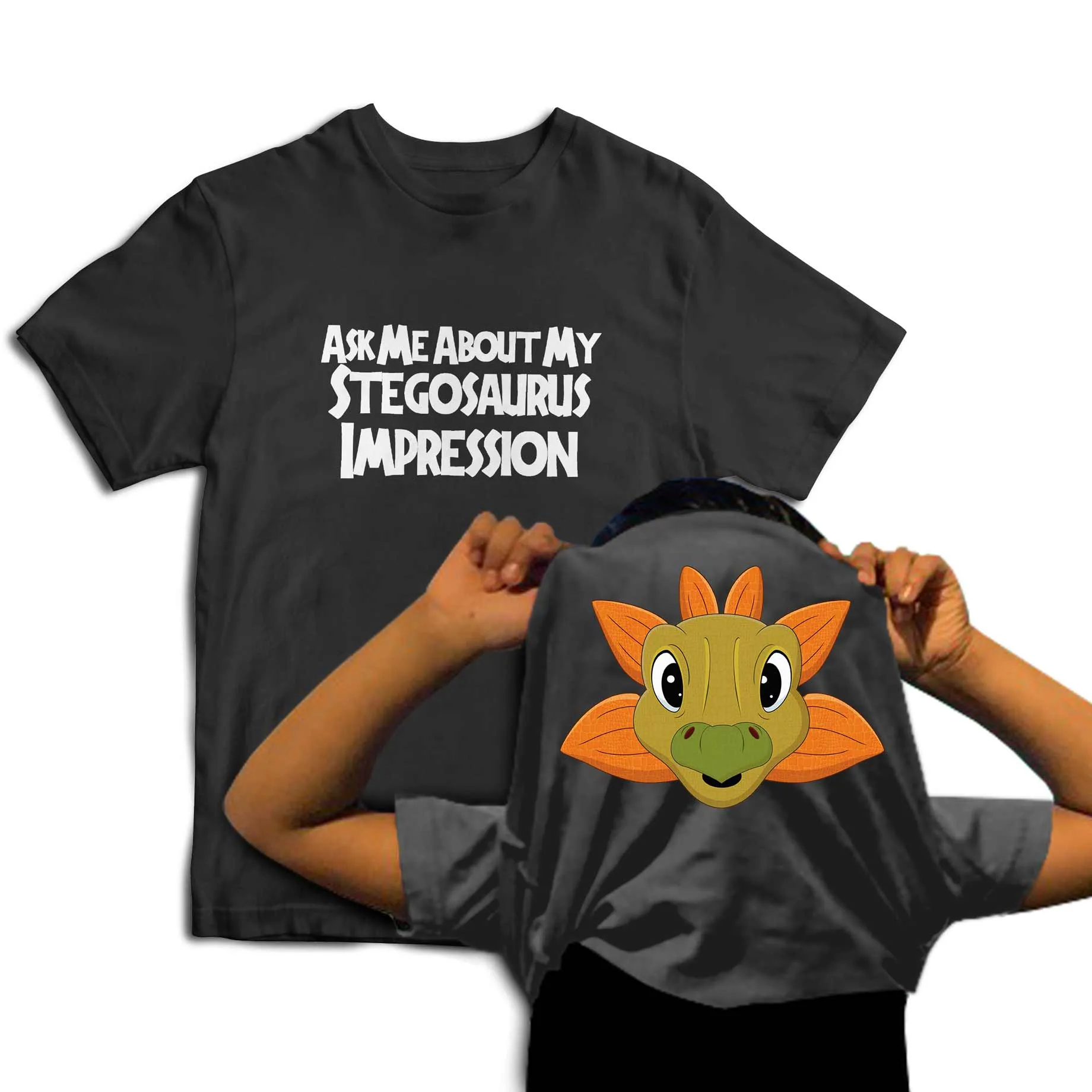 Reality Glitch Ask Me About My Stegosaurus Impression Flip Kids T-Shirt