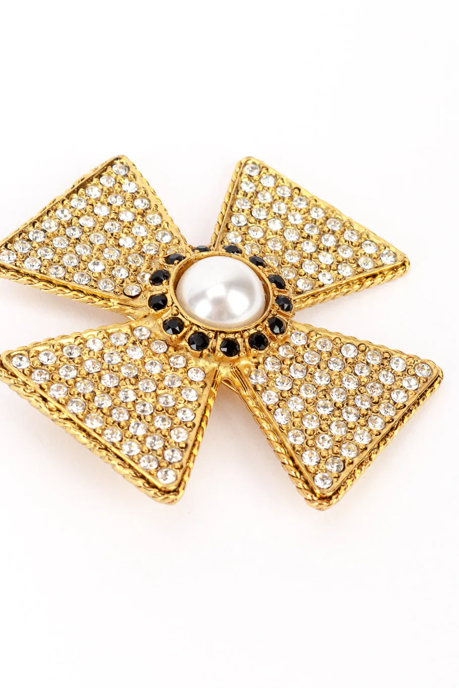 Rhinestone Maltese Cross Brooch