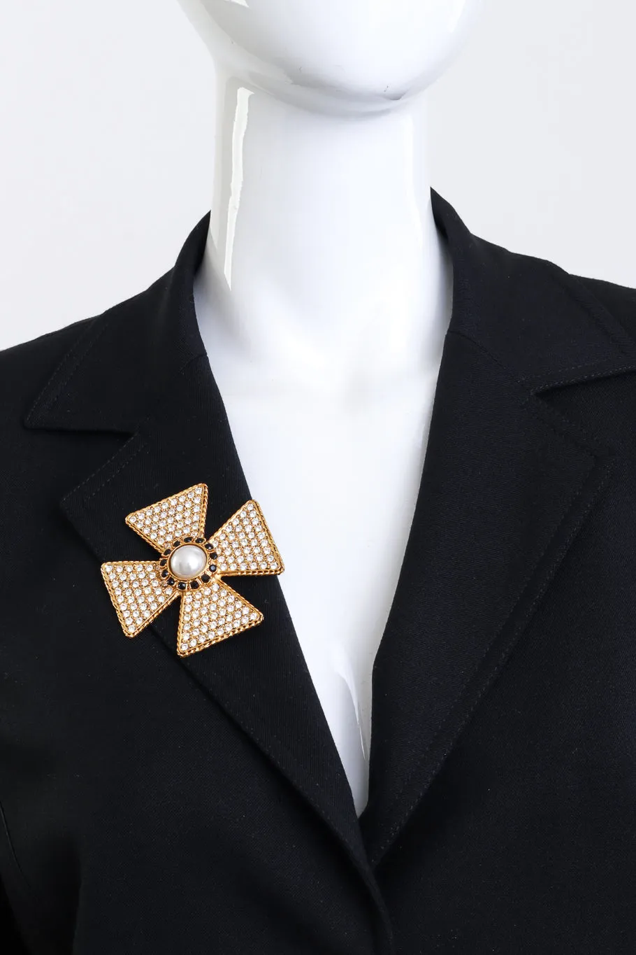 Rhinestone Maltese Cross Brooch