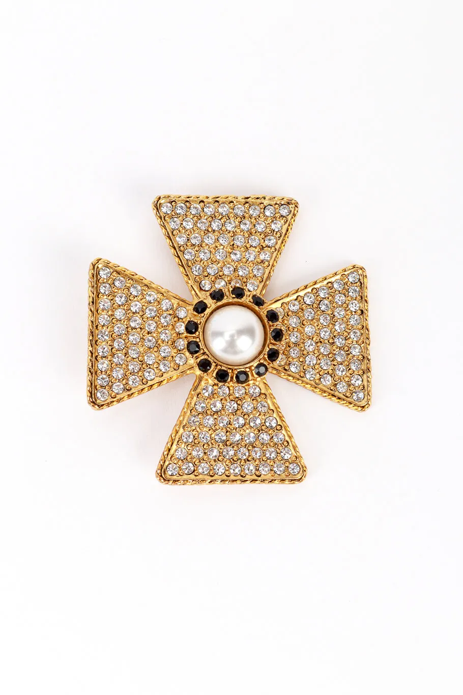 Rhinestone Maltese Cross Brooch