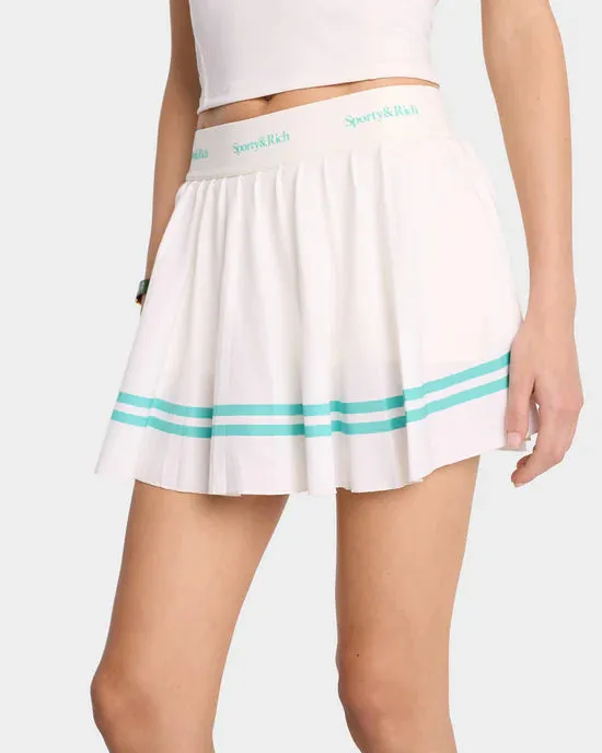Serif Logo Pleated Skirt - Coconut