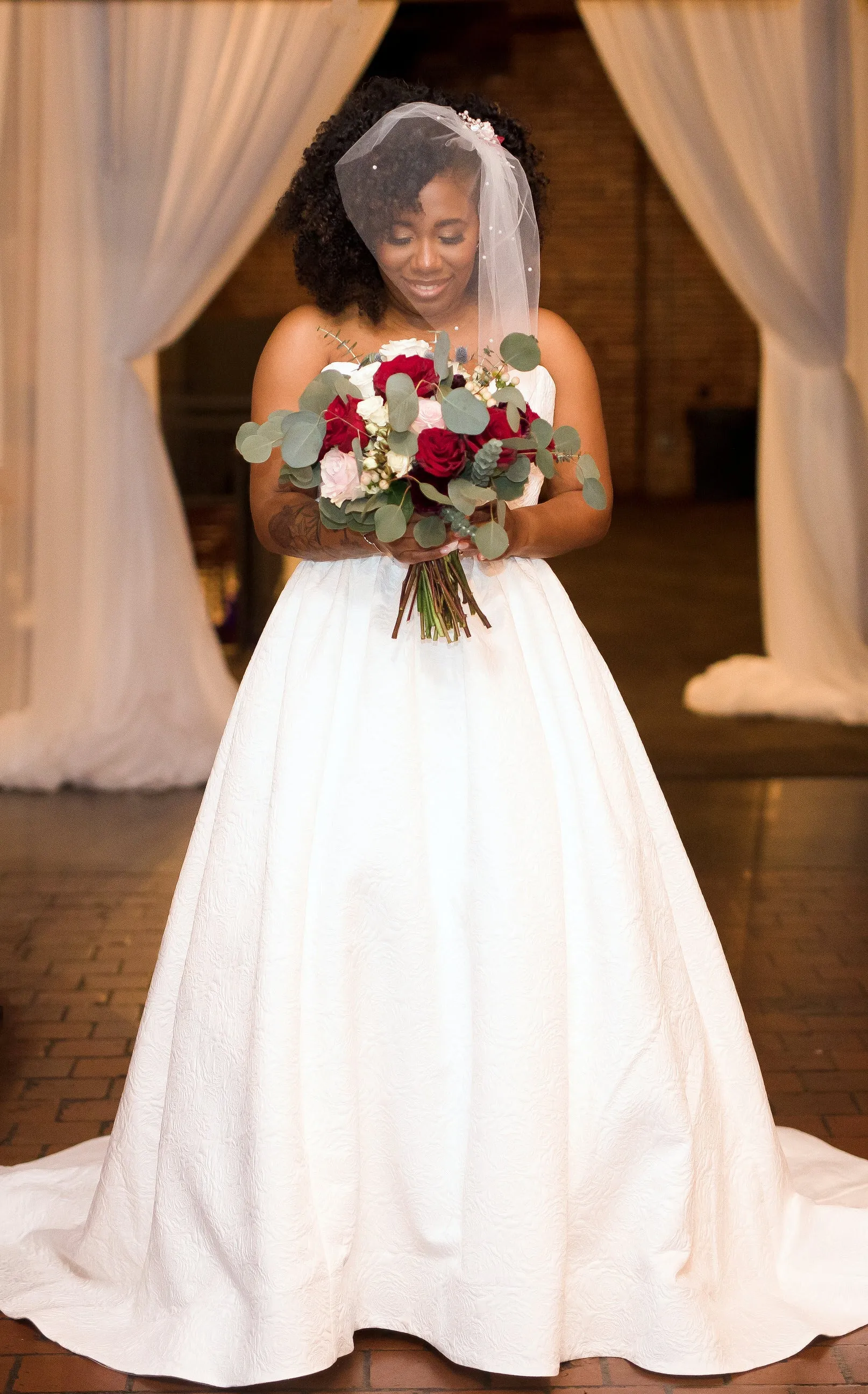 Short Rhinestone Birdcage Veil With Comb