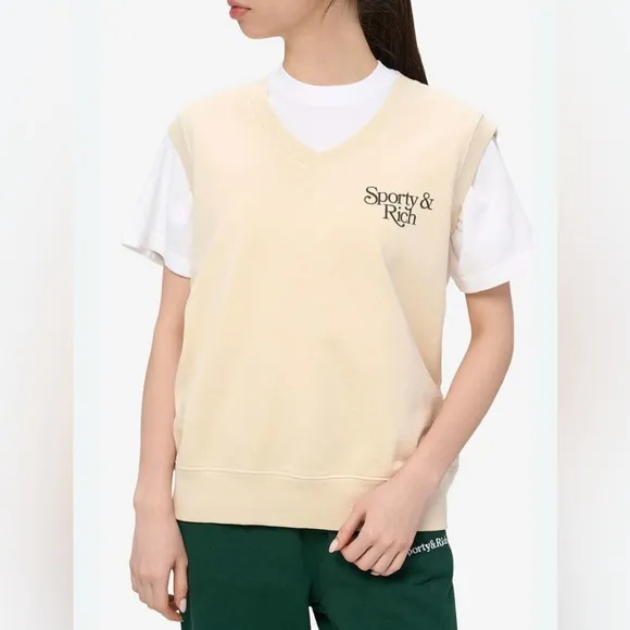 Sporty &amp; Rich‎ Bardot V Neck Vest Small
