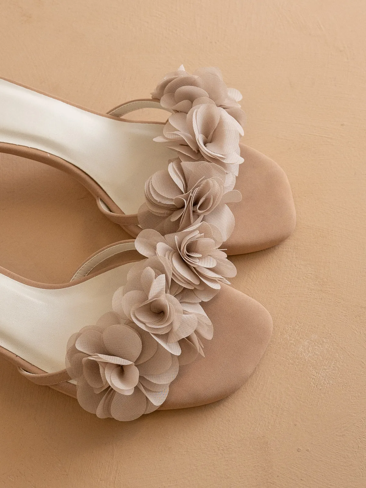 The Noor | Dusty Pink  Romantic Petal Detail Heels
