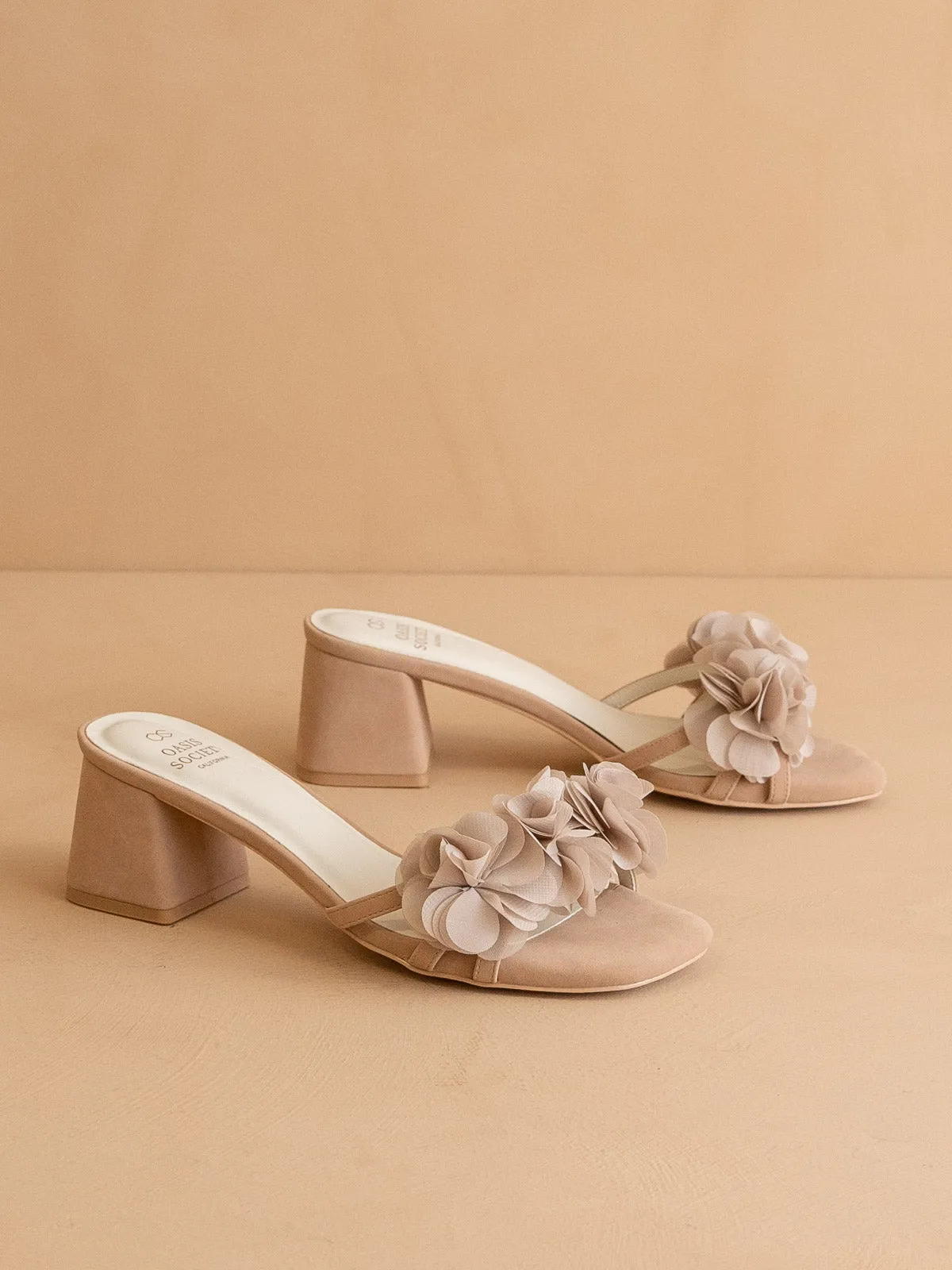 The Noor | Dusty Pink  Romantic Petal Detail Heels