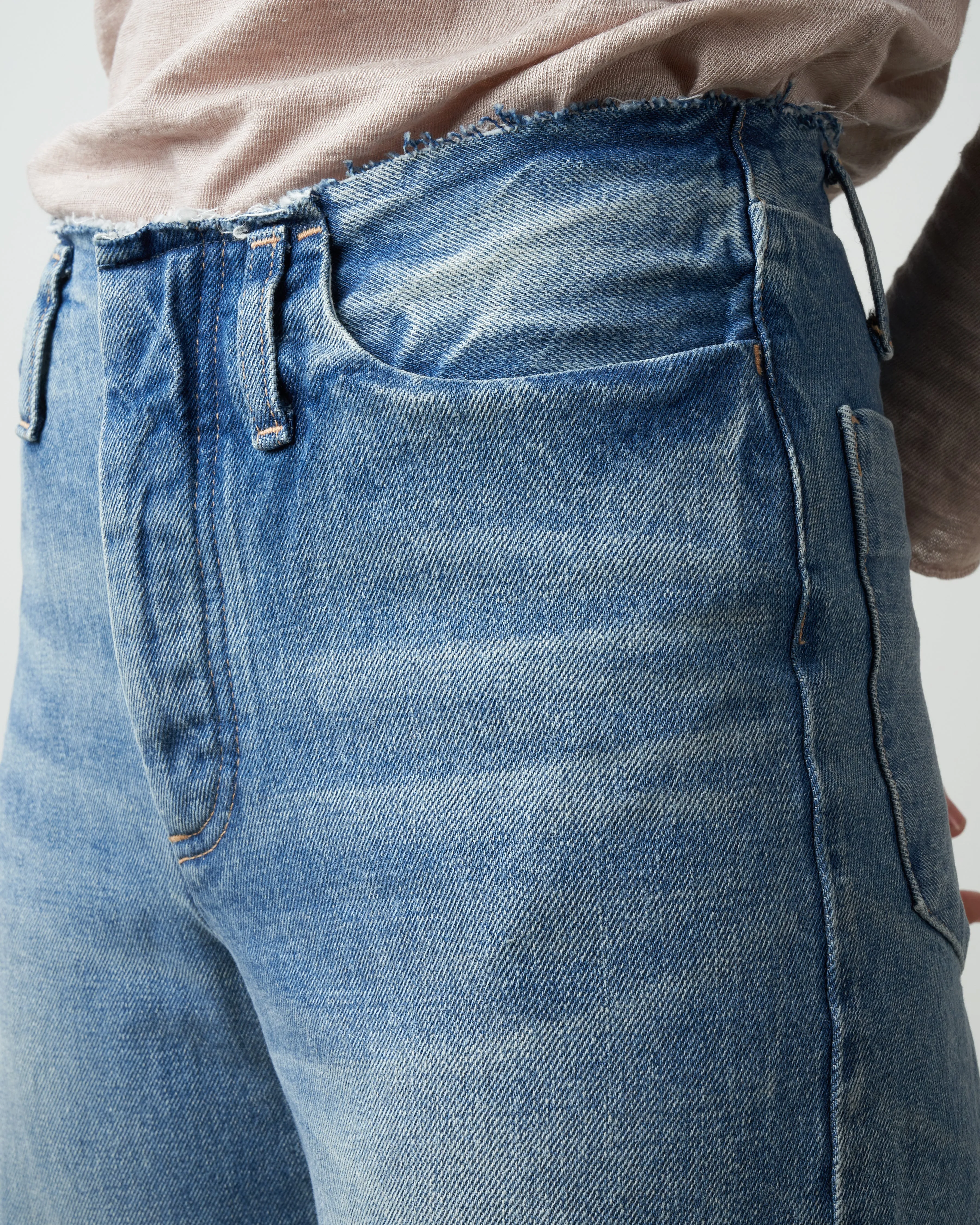 unfinished dad jean - mid wash