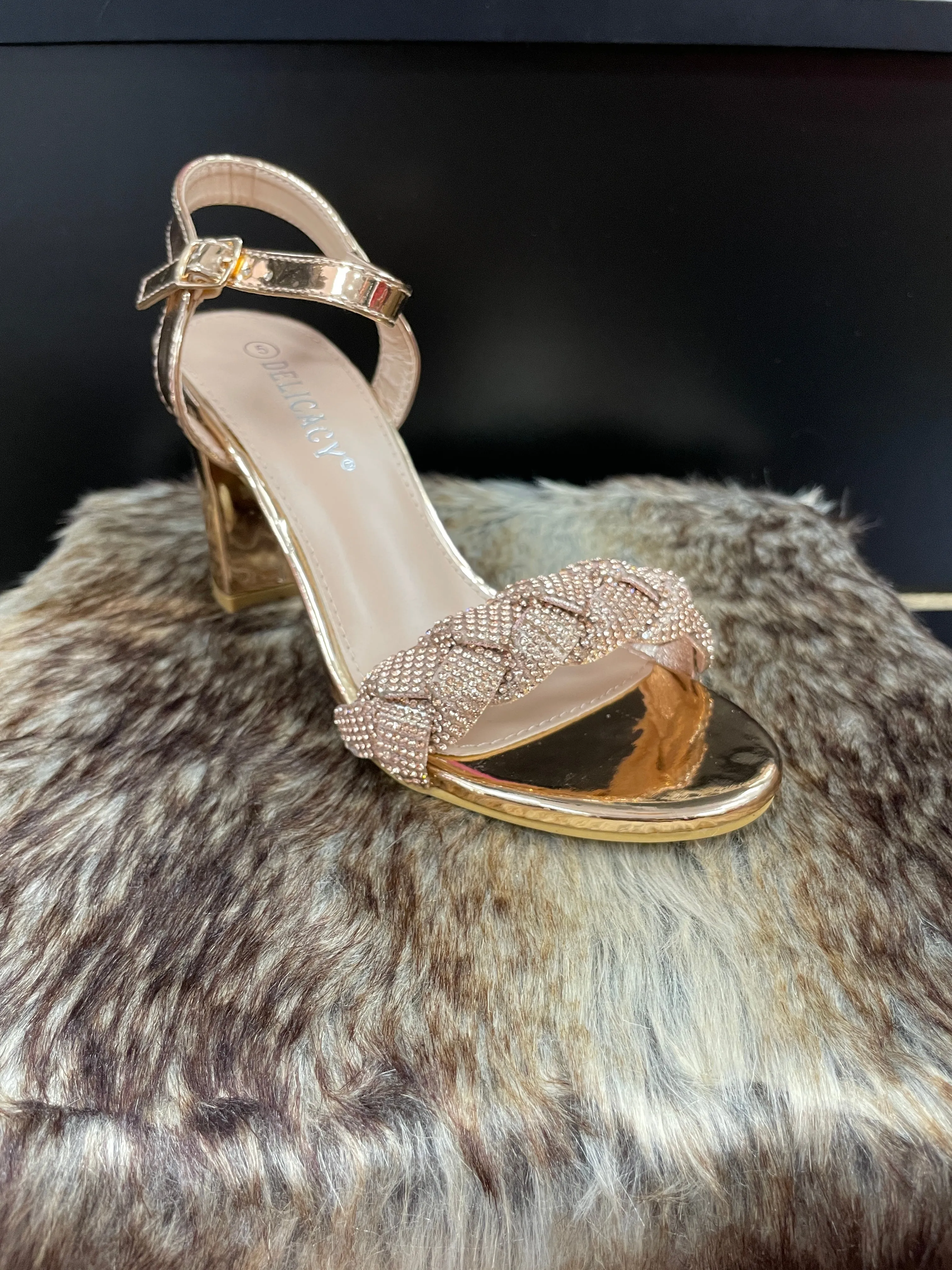 Vanessa Rose Gold Braided Heels