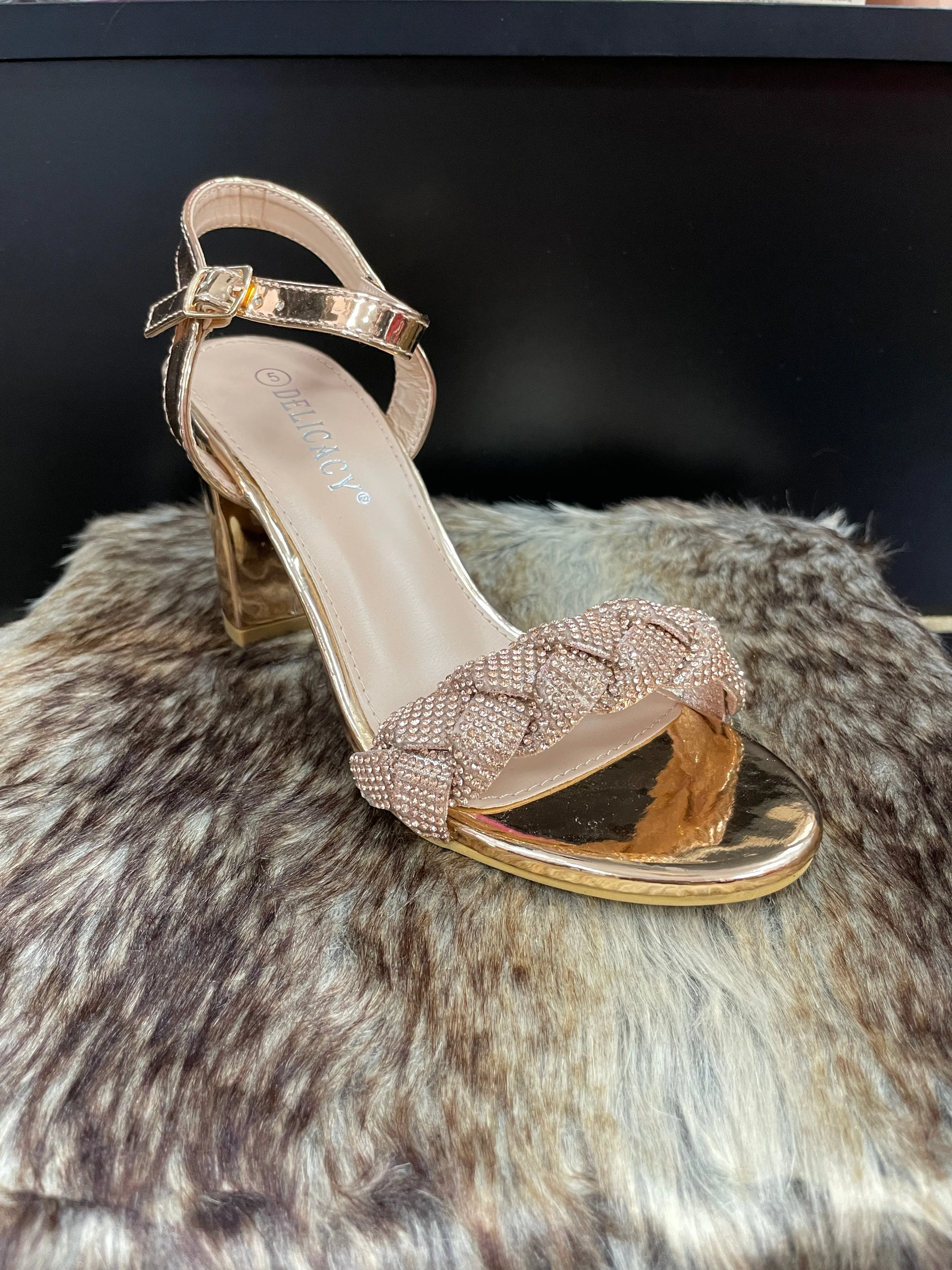 Vanessa Rose Gold Braided Heels