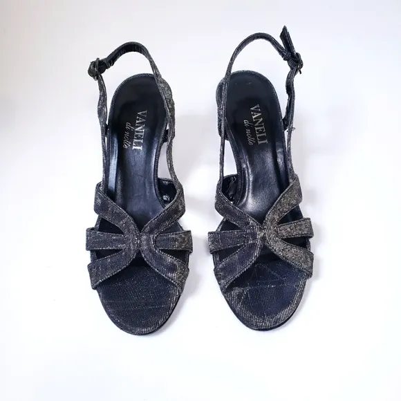 Vintage Vaneli di notte Dark Shimmer Strappy Heels
