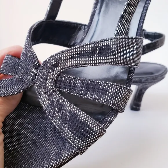 Vintage Vaneli di notte Dark Shimmer Strappy Heels