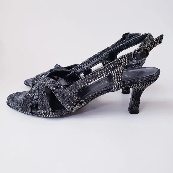 Vintage Vaneli di notte Dark Shimmer Strappy Heels